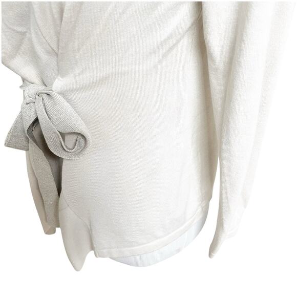 Nieman Marcus Women’s Silk Cashmere Blend Wrap Sweater Cream Size Small - Picture 7 of 13